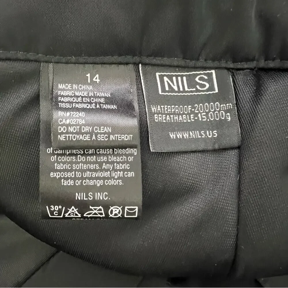 NILS Black Ski Snow Waterproof Outdoor Winter Pants Size 14